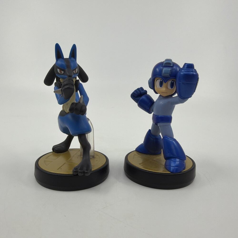 Nintendo amiibo Lucario & Mega Man Figures Lot of 2 Super Smash Bros Loose